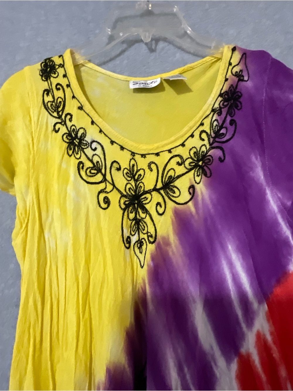 Sante classic Vibrant Tie-Dye Swing Tunic — Yellow, Purple, Red, Lime Sz OS - Picture 6 of 11